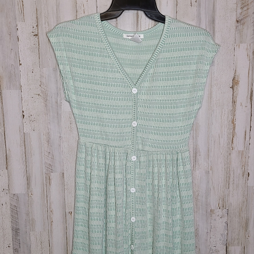 Caution To The Wind Tiered Skirt Midi Dress Aqua Blue Green Size Medium - Picture 4 of 10